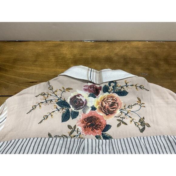 John Mark Womens Flannel Linen Blend Button Front L/S Tunic Top Shirt Size Small - Picture 10 of 12